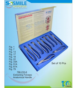 Extracting Forceps Anatomical Handle Set of 10 Pcs